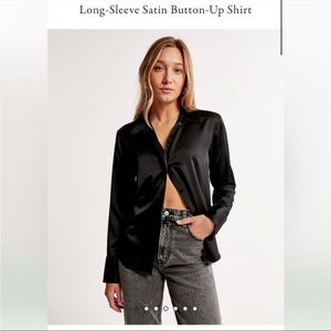 NWT Abercrombie Black Satin Button Down Top, Oversized